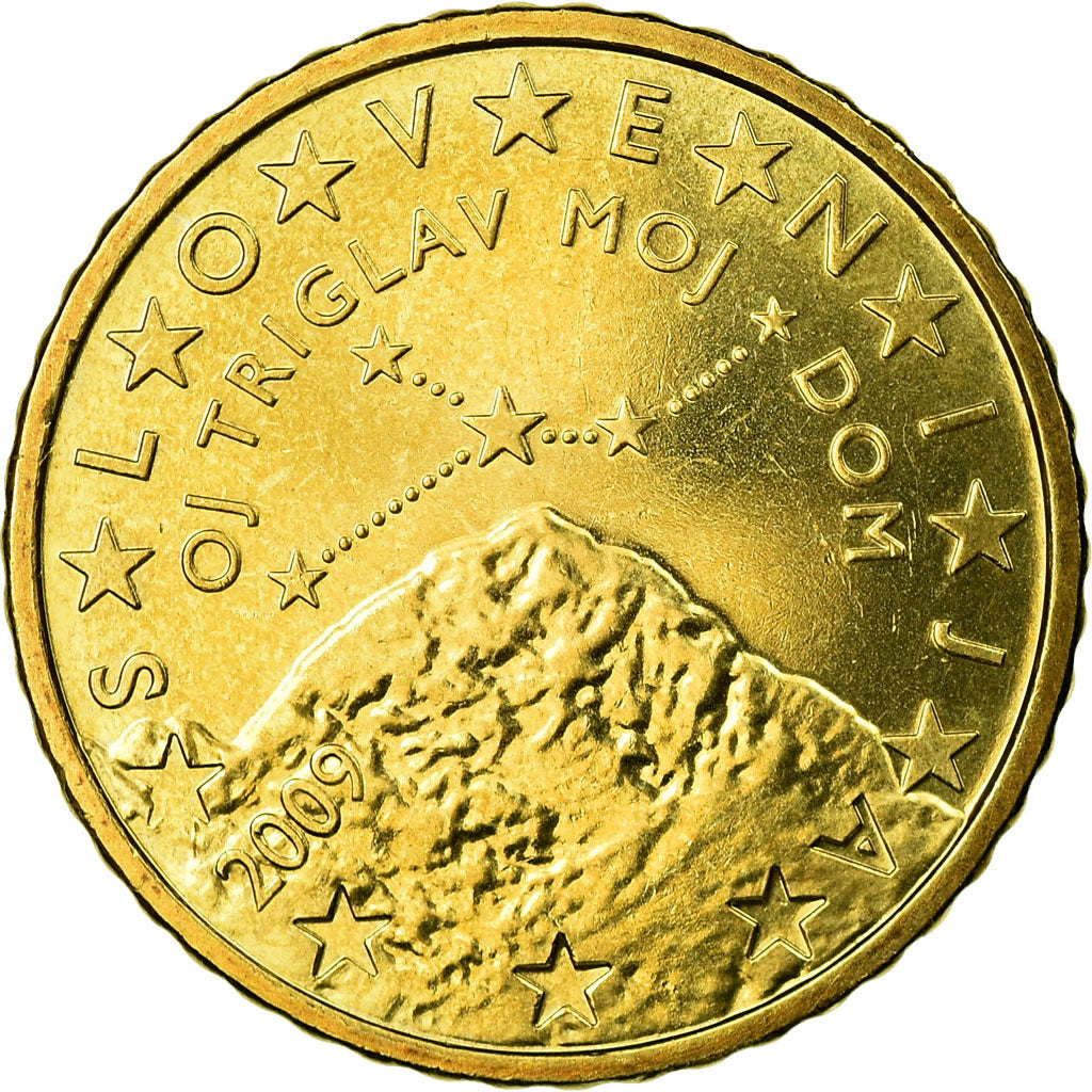 Slovenia, 50 Euro Cent, 2009, MS(63), Brass, KM:73