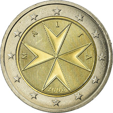 Malta, 2 Euro, 2008, AU(55-58), Bi-Metallic, KM:132