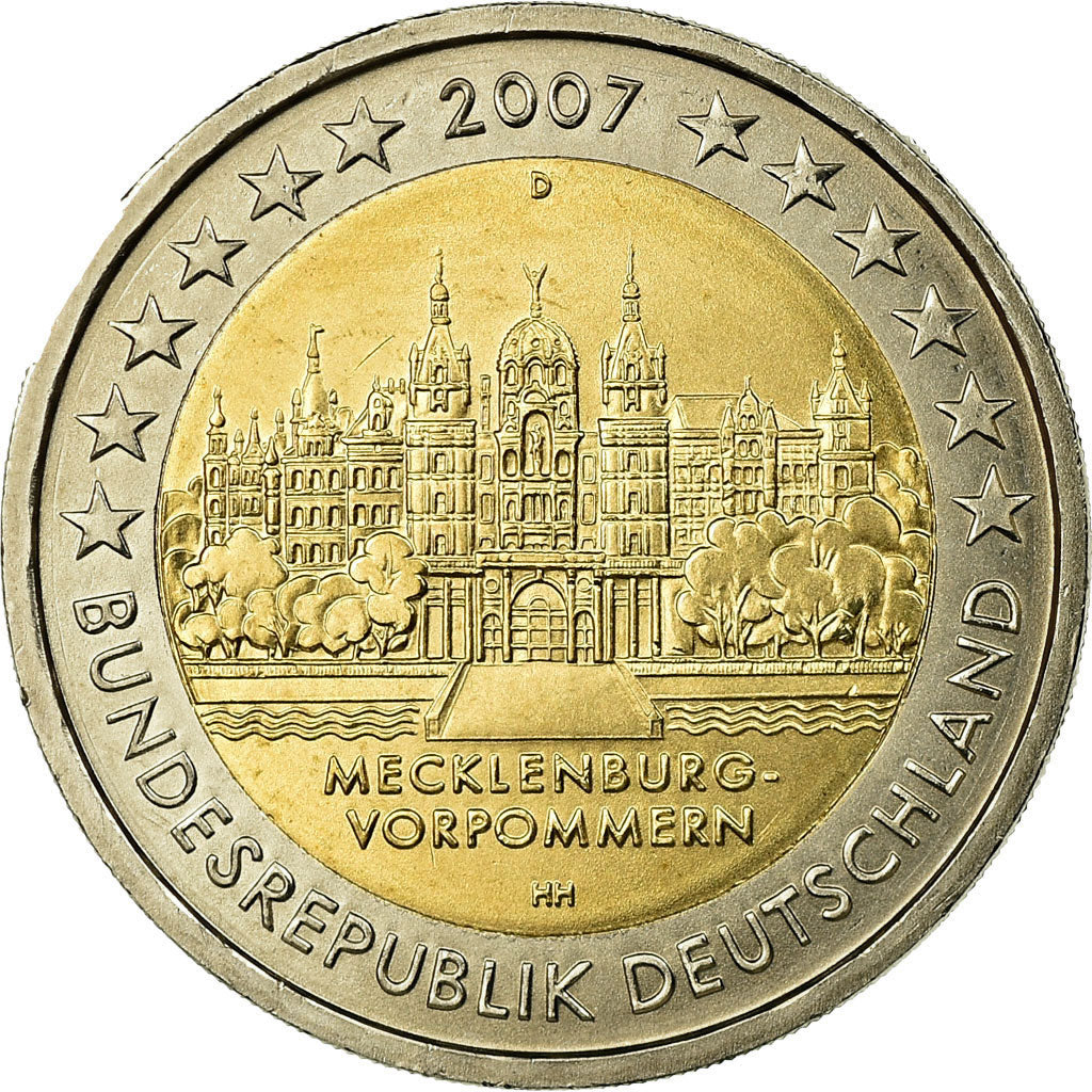 GERMANIA - REPUBBLICA FEDERALE, 2 Euro, Mecklembourg, 2007, BB, Bi-metallico