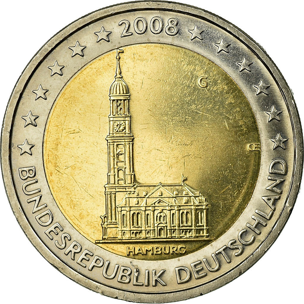 République fédérale allemande, 2 Euro, Hamburg Cathedral, 2008, SUP