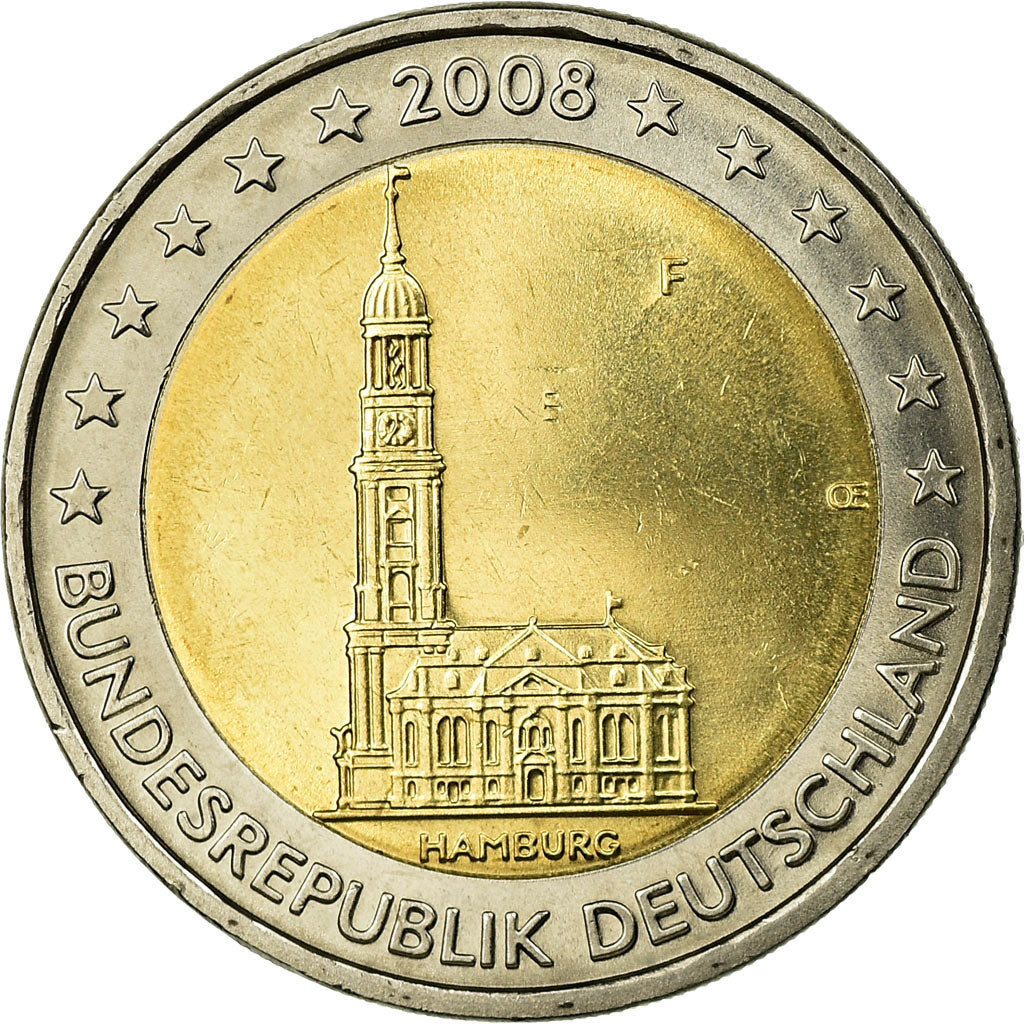 République fédérale allemande, 2 Euro, Hamburg Cathedral, 2008, SUP