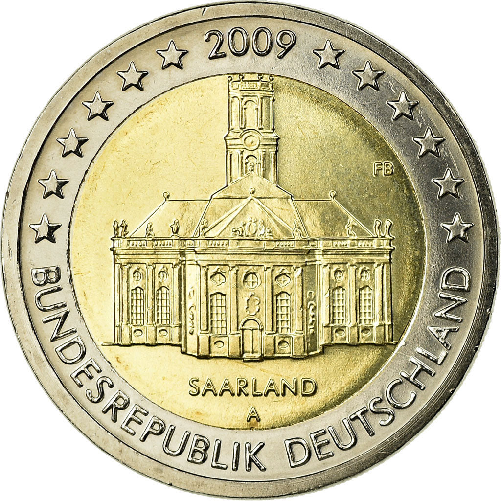 République fédérale allemande, 2 Euro, Building in Saarland, 2009, SUP