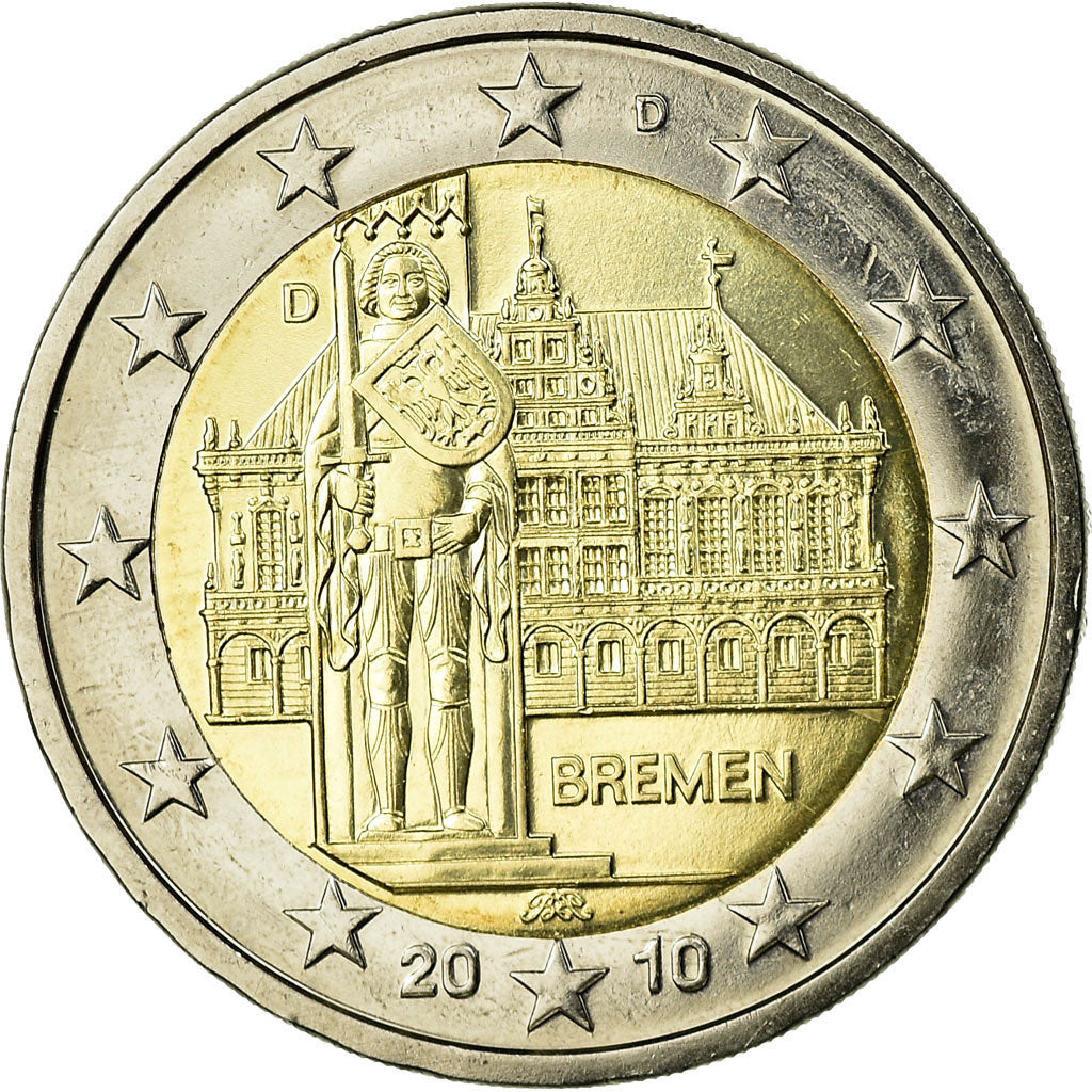 GERMANY - FEDERAL REPUBLIC, 2 Euro, Bremen town hall and statue and knight
