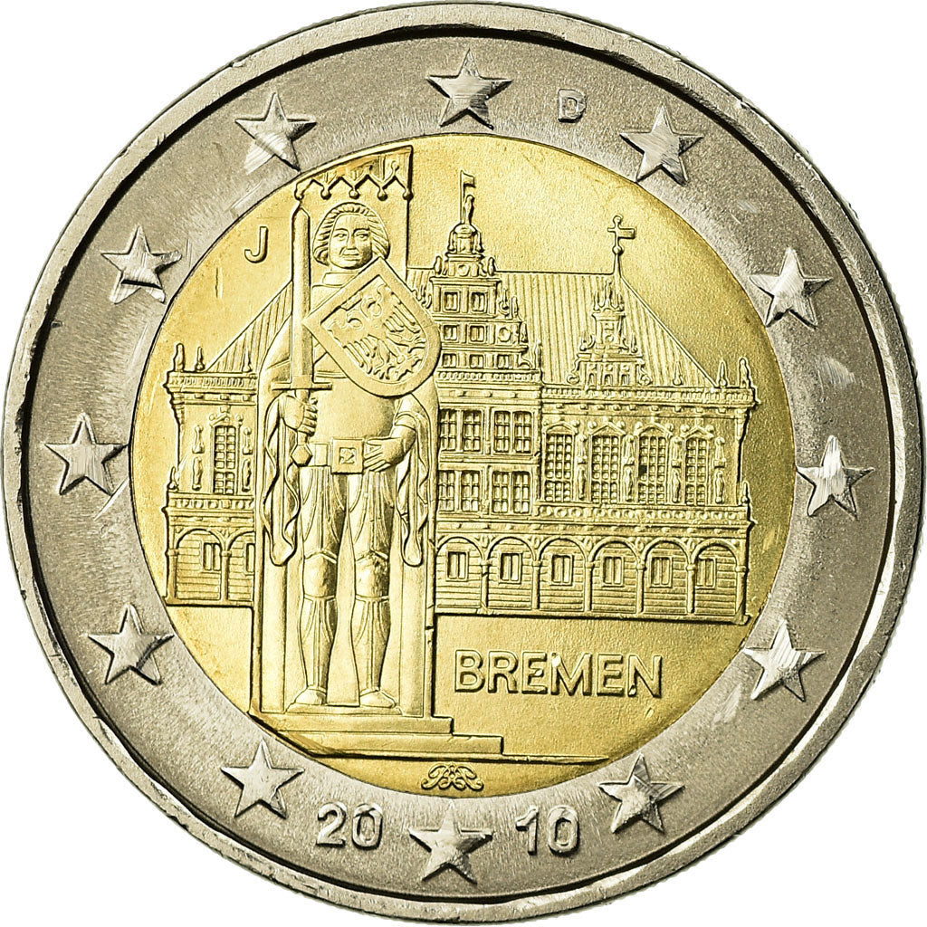 Bundesrepublik Deutschland, 2 Euro, Bremen town hall and statue and knight