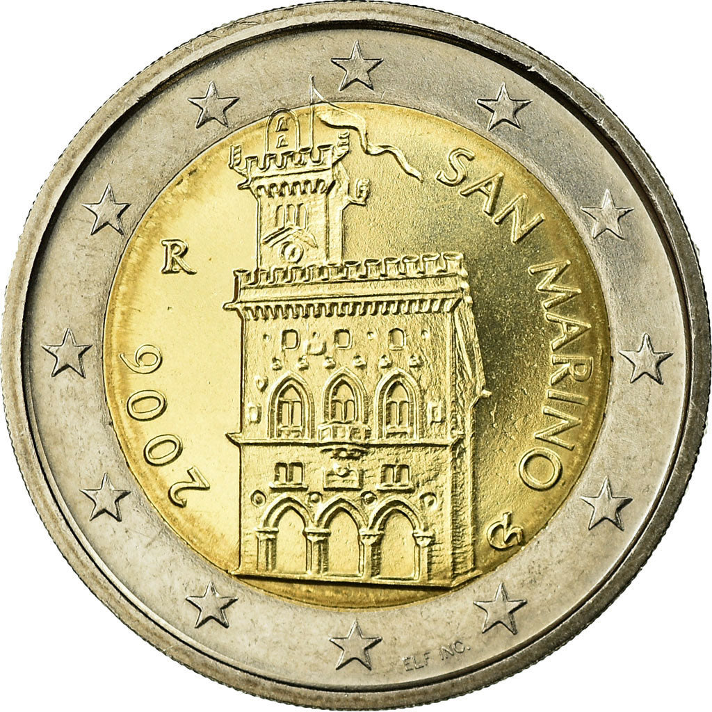 San Marino, 2 Euro, Government building, 2006, AU(55-58), Bi-Metallic, KM:447