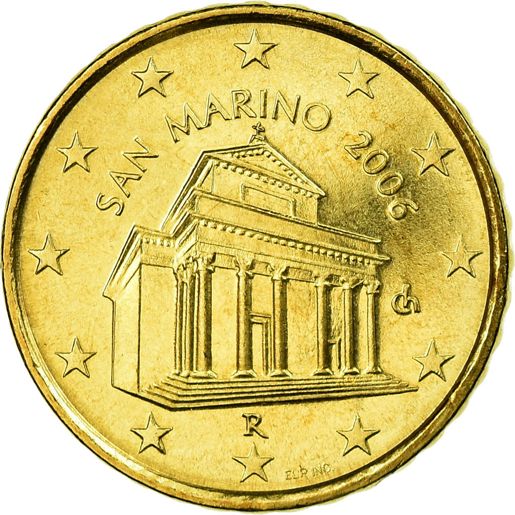San Marino, 10 Euro Cent, 2006, AU(55-58), Brass, KM:443