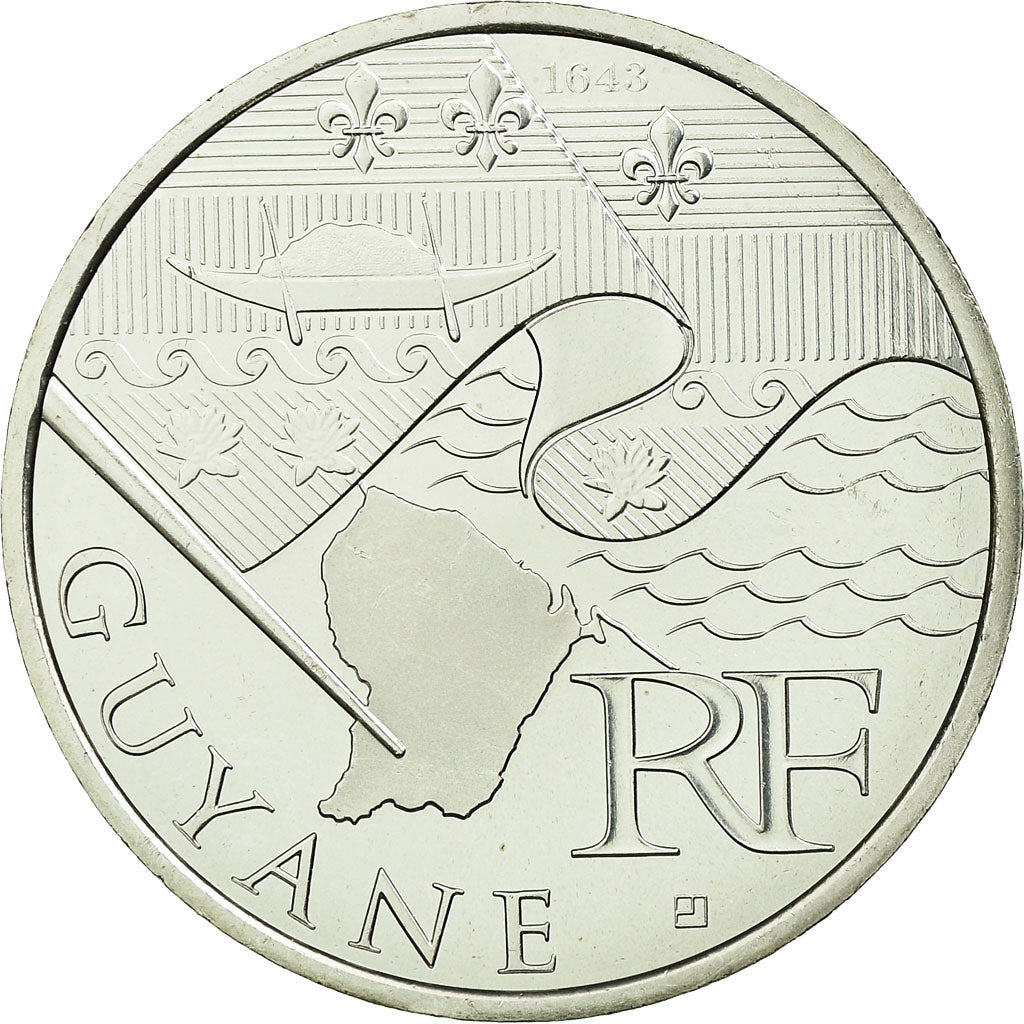 Francia, 10 Euro, Guyane, 2010, SPL, Argento, Gadoury:EU399, KM:1654