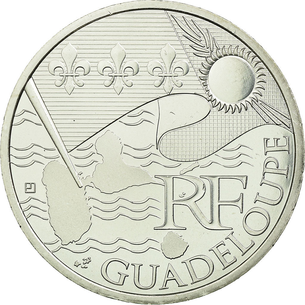 France, 10 Euro, Guadeloupe, 2010, MS(63), Silver, Gadoury:EU399, KM:1655
