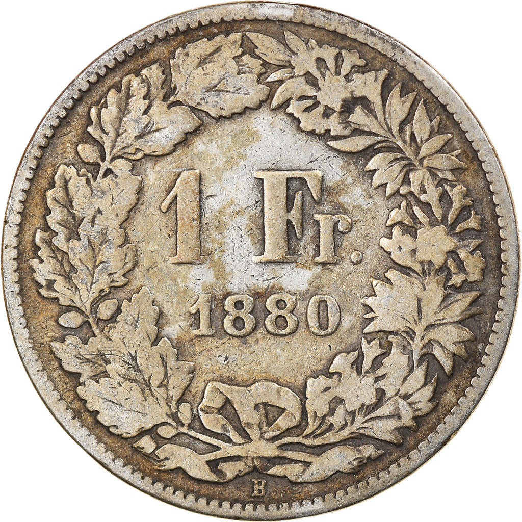 Coin, Switzerland, Franc, 1880, Bern, F(12-15), Silver, KM:24