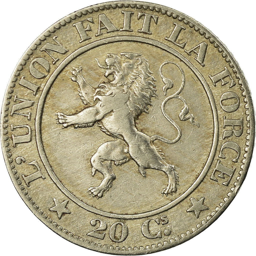 Moneta, Belgio, Leopold I, 20 Centimes, 1861, MB+, Rame-nichel, KM:20