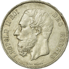 Moneta, Belgia, Leopold II, 5 Francs, 5 Frank, 1876, EF(40-45), Srebro, KM:24