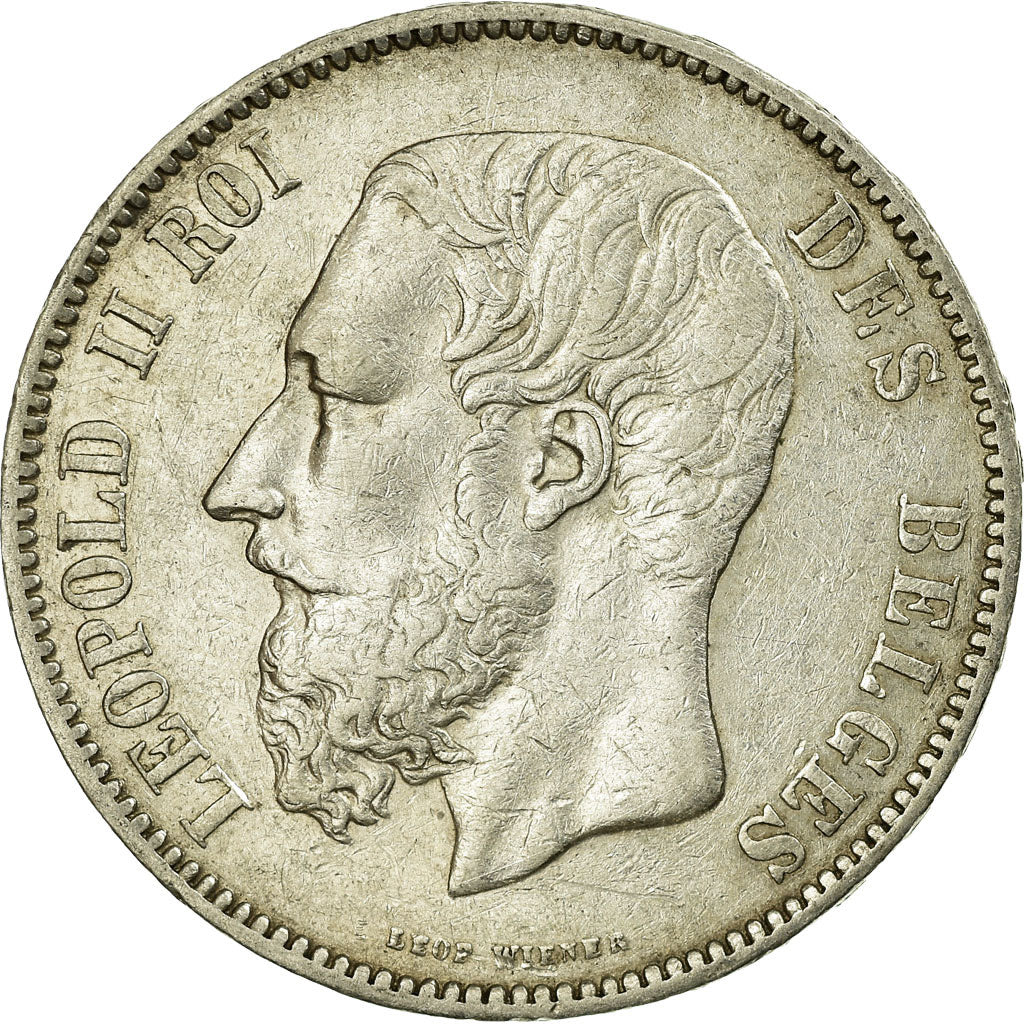 Coin, Belgium, Leopold II, 5 Francs, 5 Frank, 1876, EF(40-45), Silver, KM:24