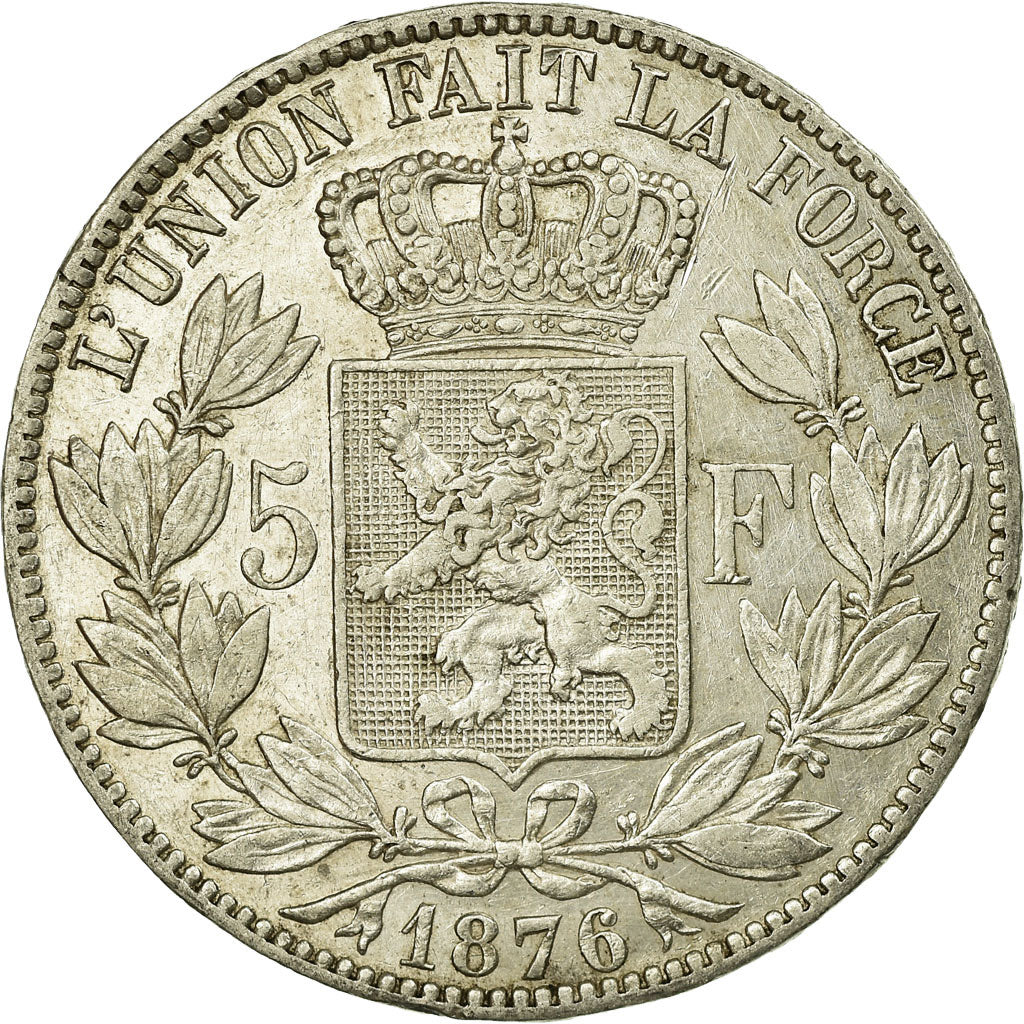 Coin, Belgium, Leopold II, 5 Francs, 5 Frank, 1876, EF(40-45), Silver, KM:24