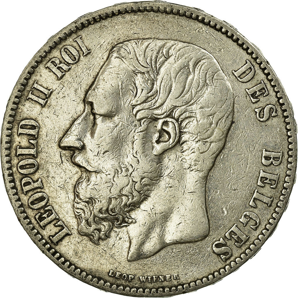 Coin, Belgium, Leopold II, 5 Francs, 5 Frank, 1876, EF(40-45), Silver, KM:24