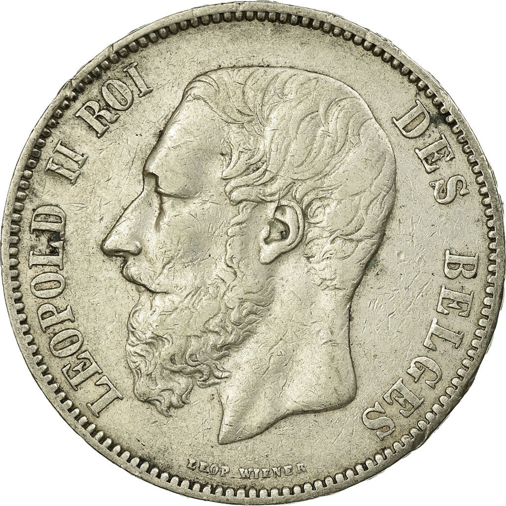 Coin, Belgium, Leopold II, 5 Francs, 5 Frank, 1876, EF(40-45), Silver, KM:24