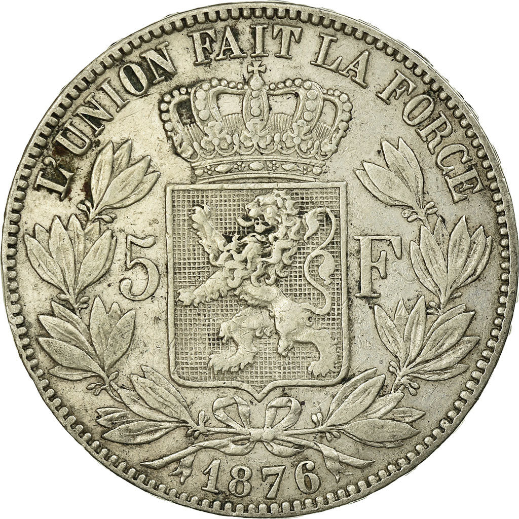 Coin, Belgium, Leopold II, 5 Francs, 5 Frank, 1876, EF(40-45), Silver, KM:24