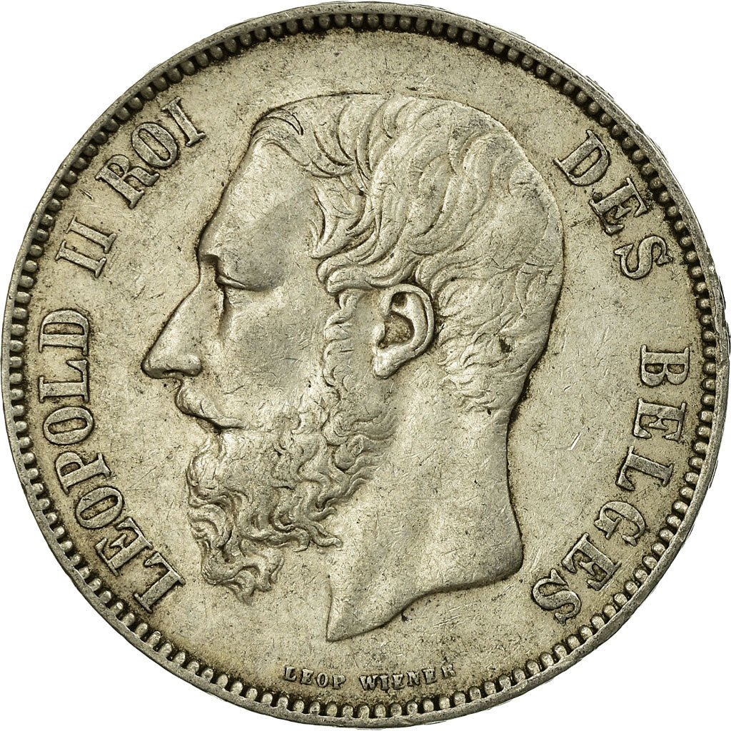 Coin, Belgium, Leopold II, 5 Francs, 5 Frank, 1876, EF(40-45), Silver, KM:24