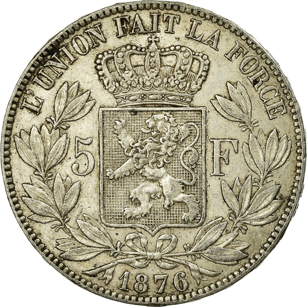 Coin, Belgium, Leopold II, 5 Francs, 5 Frank, 1876, EF(40-45), Silver, KM:24