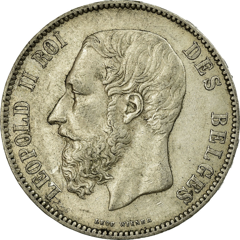 Coin, Belgium, Leopold II, 5 Francs, 5 Frank, 1876, EF(40-45), Silver, KM:24