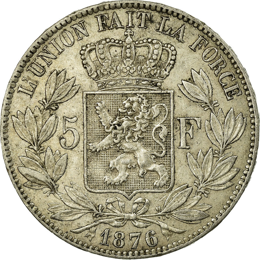Coin, Belgium, Leopold II, 5 Francs, 5 Frank, 1876, EF(40-45), Silver, KM:24