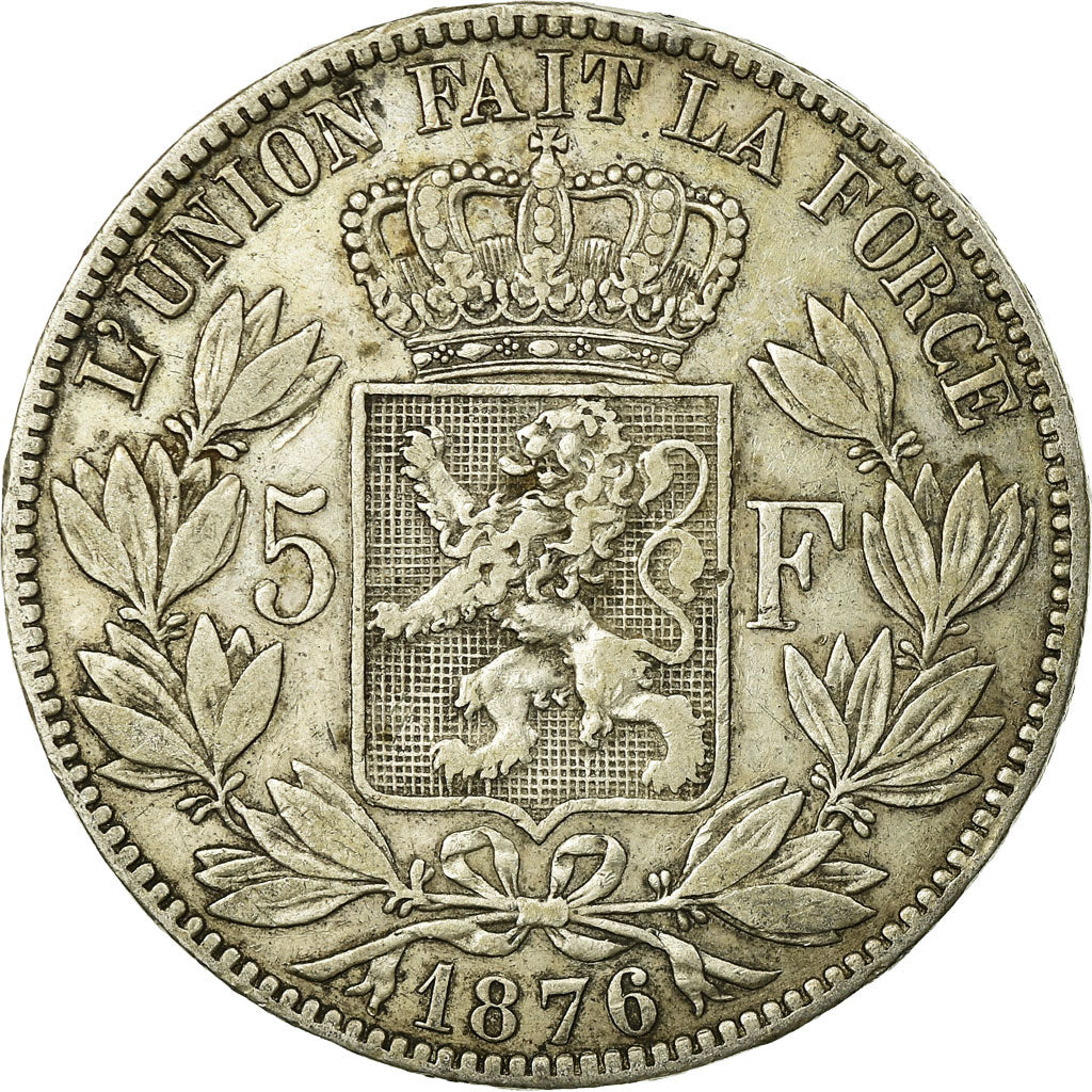Coin, Belgium, Leopold II, 5 Francs, 5 Frank, 1876, EF(40-45), Silver, KM:24