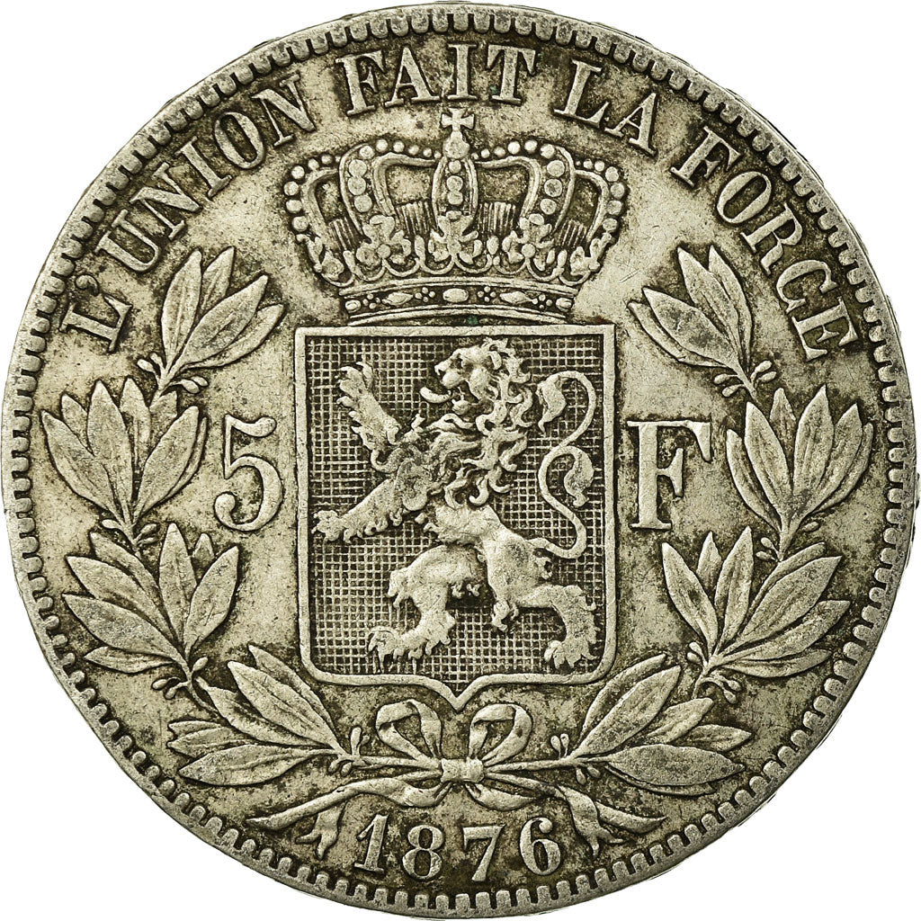 Coin, Belgium, Leopold II, 5 Francs, 5 Frank, 1876, EF(40-45), Silver, KM:24