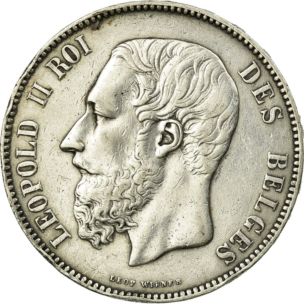 Coin, Belgium, Leopold II, 5 Francs, 5 Frank, 1876, VF(30-35), Silver, KM:24