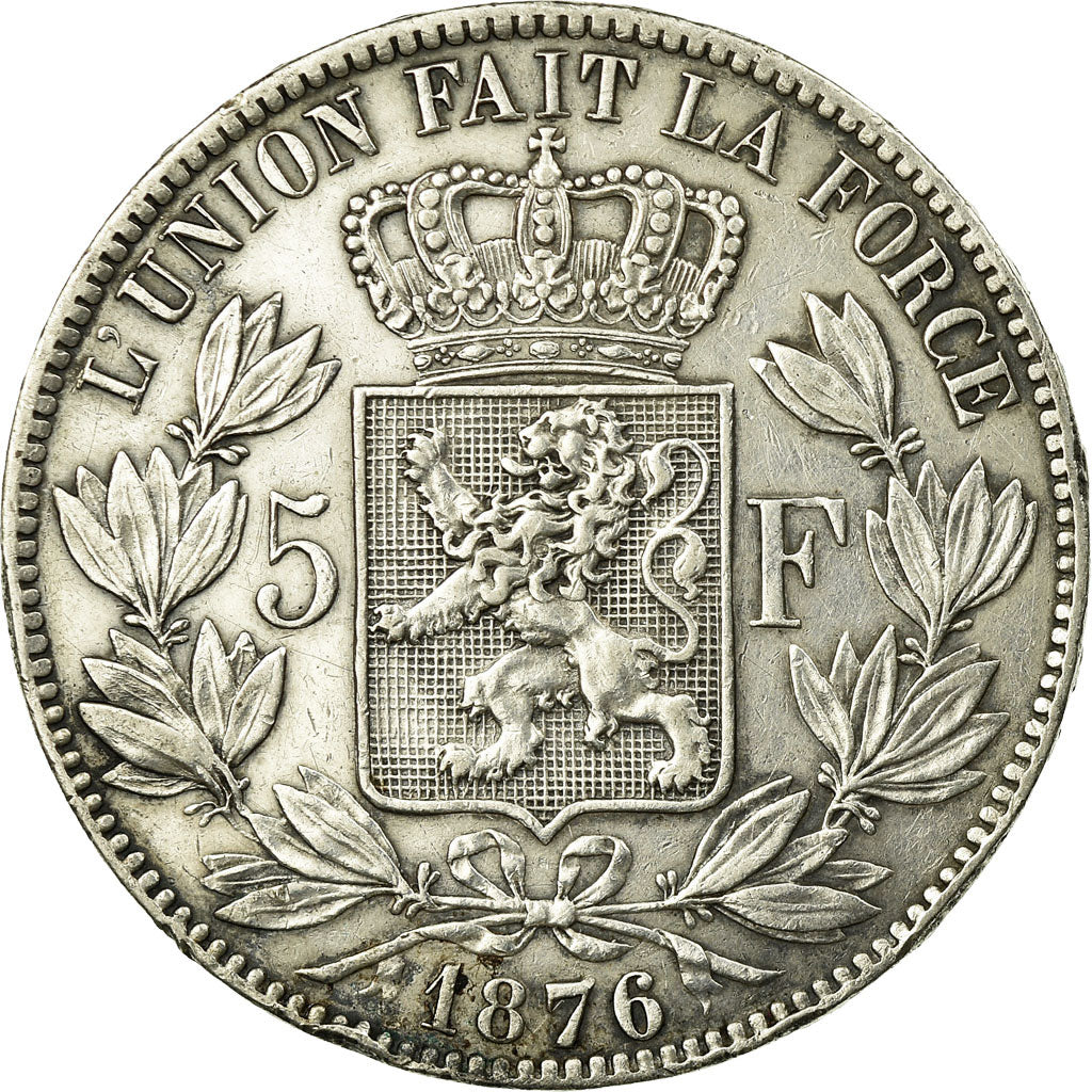 Coin, Belgium, Leopold II, 5 Francs, 5 Frank, 1876, VF(30-35), Silver, KM:24