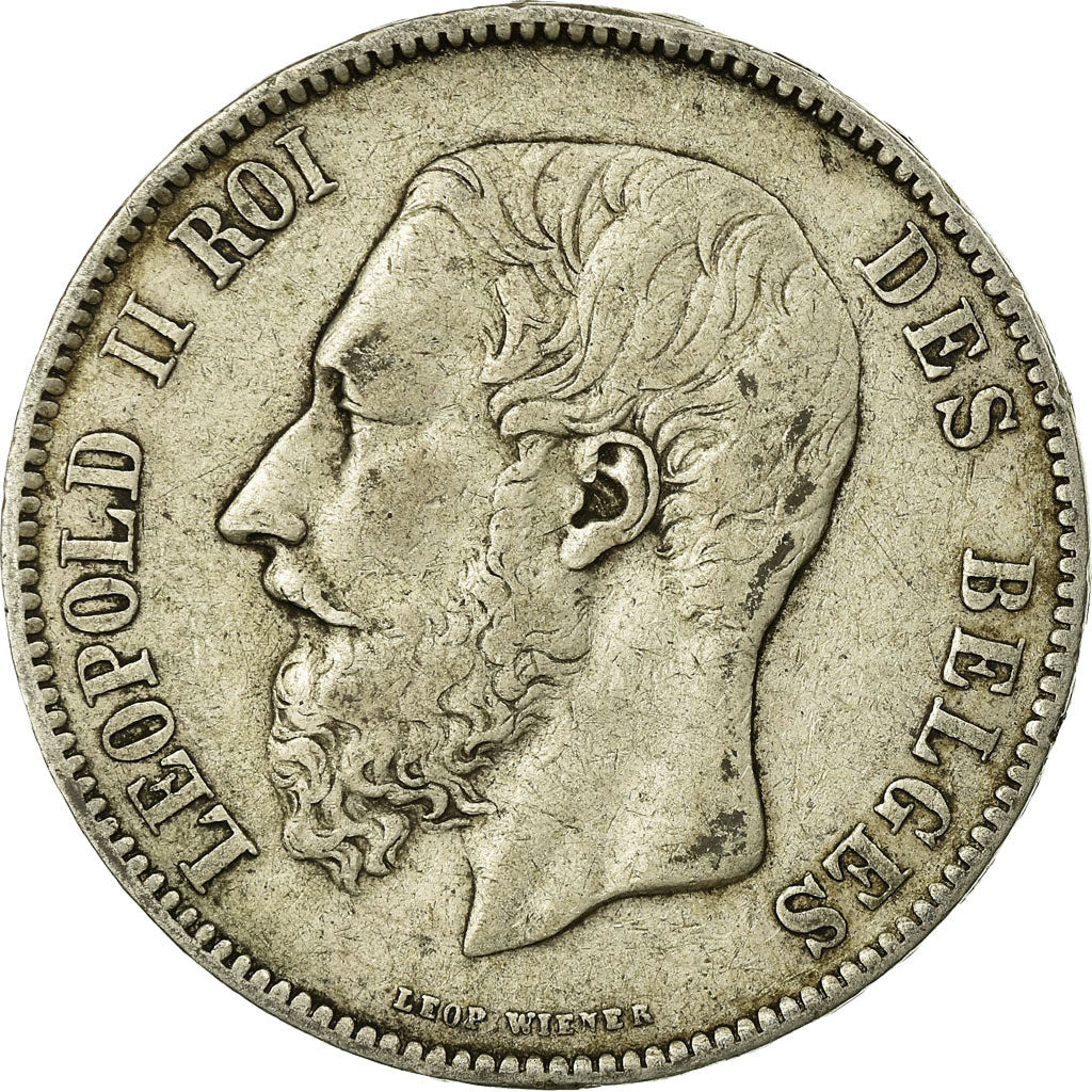 Coin, Belgium, Leopold II, 5 Francs, 5 Frank, 1876, VF(20-25), Silver, KM:24