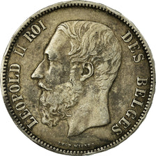 Moneta, Belgia, Leopold II, 5 Francs, 5 Frank, 1876, VF(20-25), Srebro, KM:24