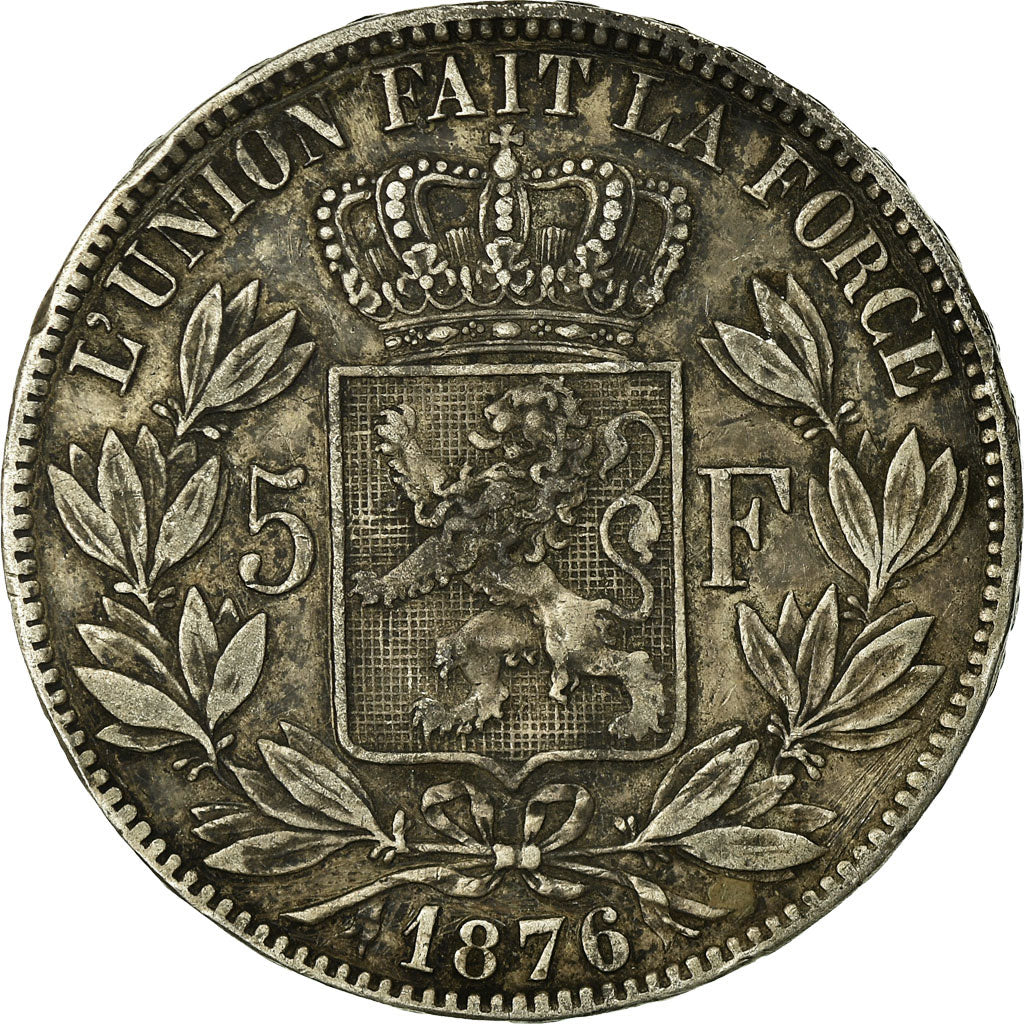Coin, Belgium, Leopold II, 5 Francs, 5 Frank, 1876, VF(20-25), Silver, KM:24