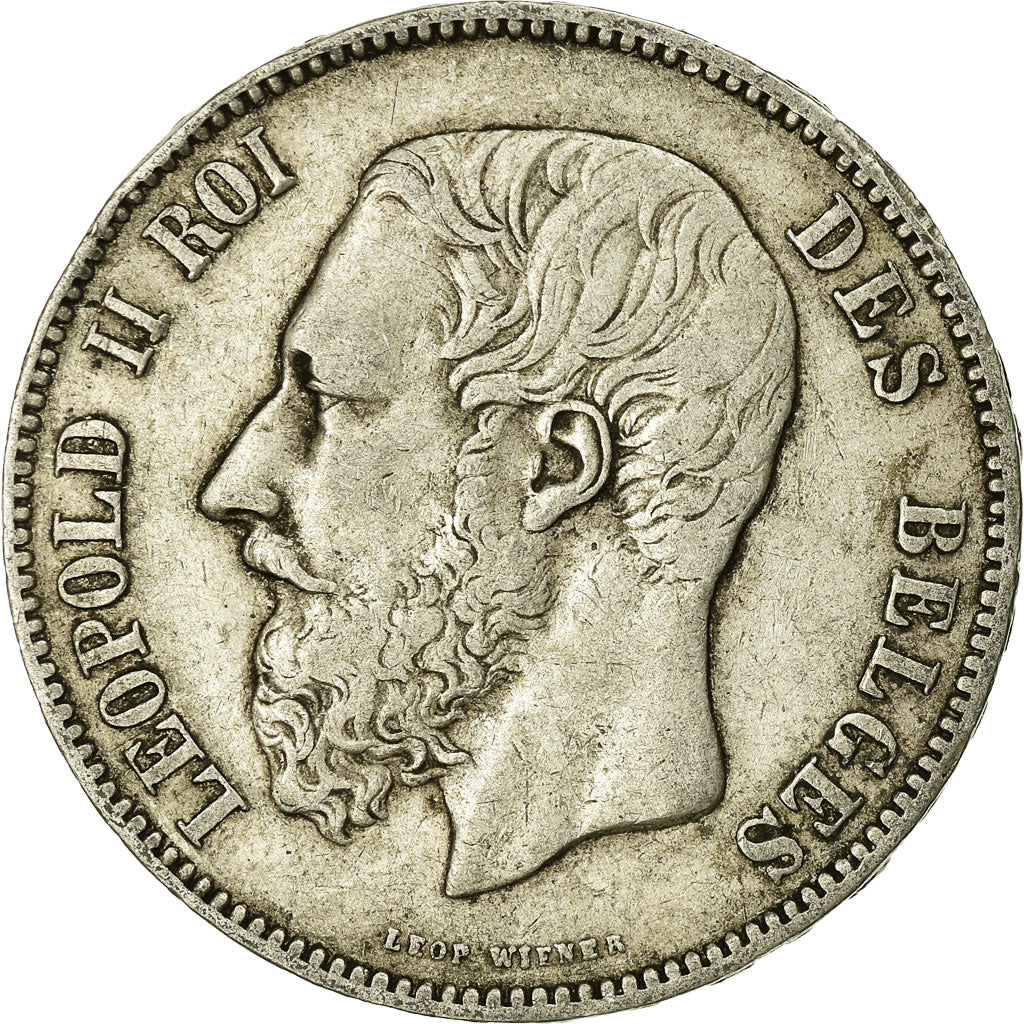 Coin, Belgium, Leopold II, 5 Francs, 5 Frank, 1876, VF(20-25), Silver, KM:24