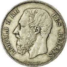 Coin, Belgium, Leopold II, 5 Francs, 5 Frank, 1876, VF(20-25), Silver, KM:24