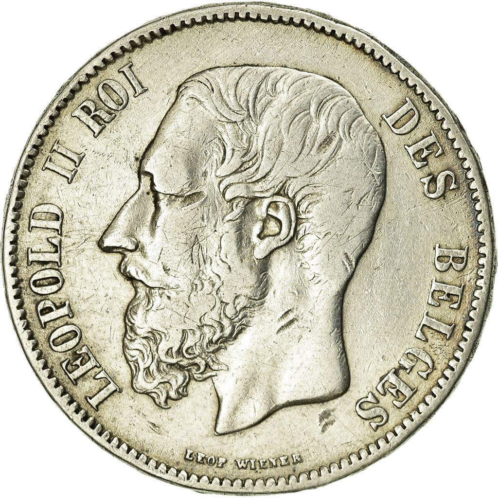 Coin, Belgium, Leopold II, 5 Francs, 5 Frank, 1871, EF(40-45), Silver, KM:24