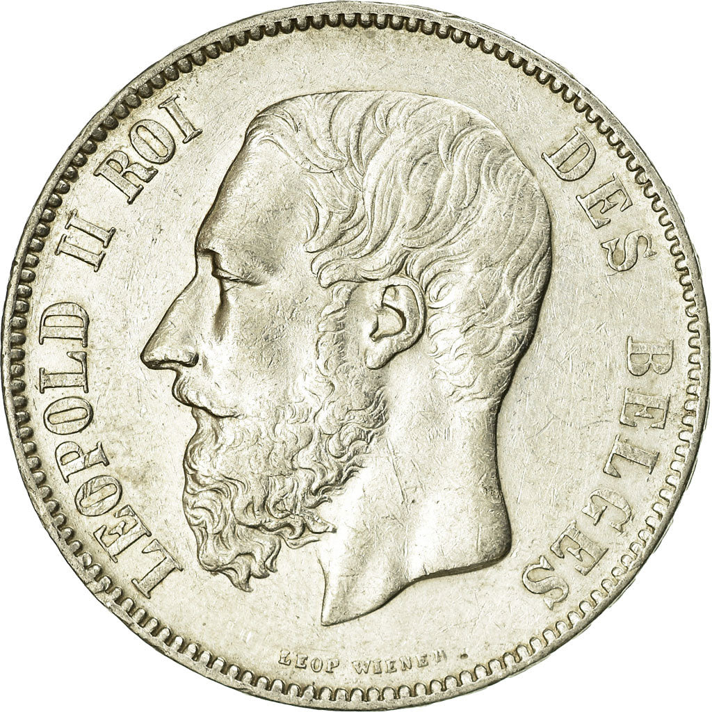 Coin, Belgium, Leopold II, 5 Francs, 5 Frank, 1871, EF(40-45), Silver, KM:24