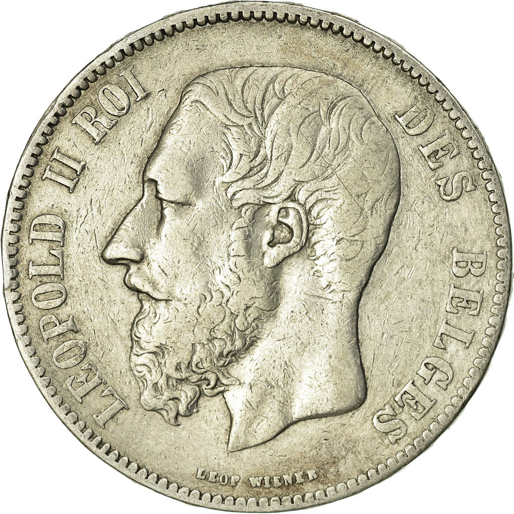 Coin, Belgium, Leopold II, 5 Francs, 5 Frank, 1871, EF(40-45), Silver, KM:24