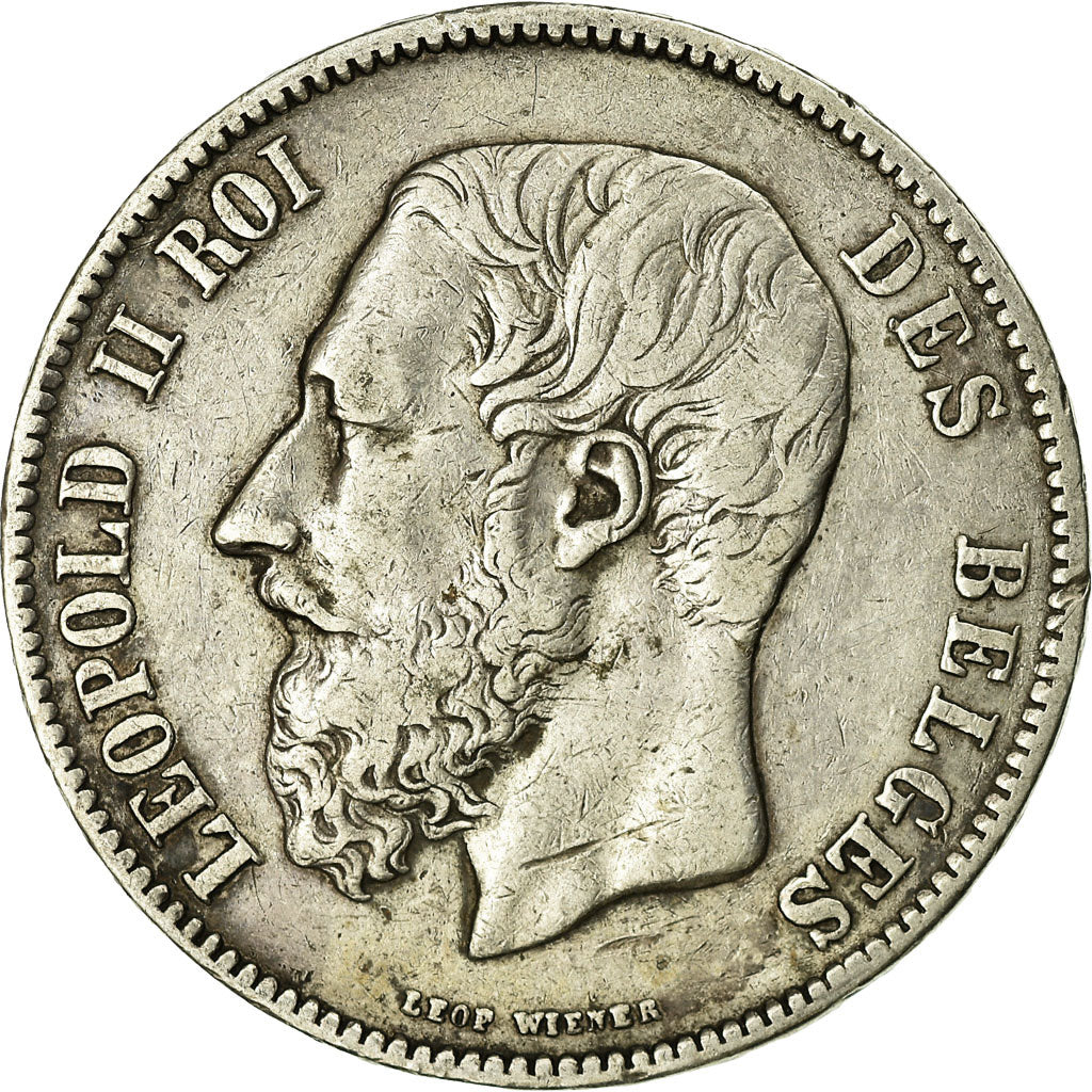Coin, Belgium, Leopold II, 5 Francs, 5 Frank, 1871, EF(40-45), Silver, KM:24