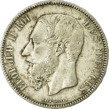 Moneta, Belgia, Leopold II, 5 Francs, 5 Frank, 1871, EF(40-45), Srebro, KM:24