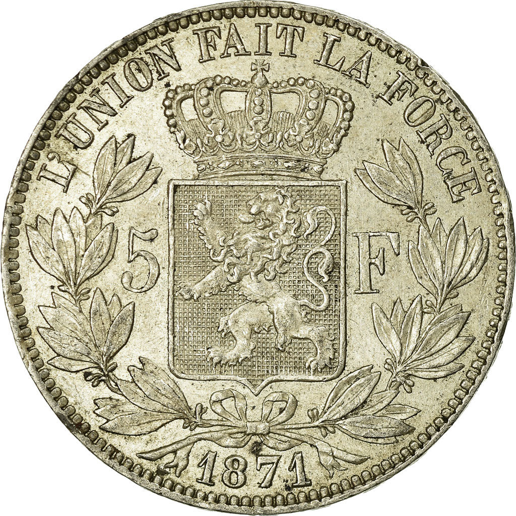 Coin, Belgium, Leopold II, 5 Francs, 5 Frank, 1871, VF(20-25), Silver, KM:24