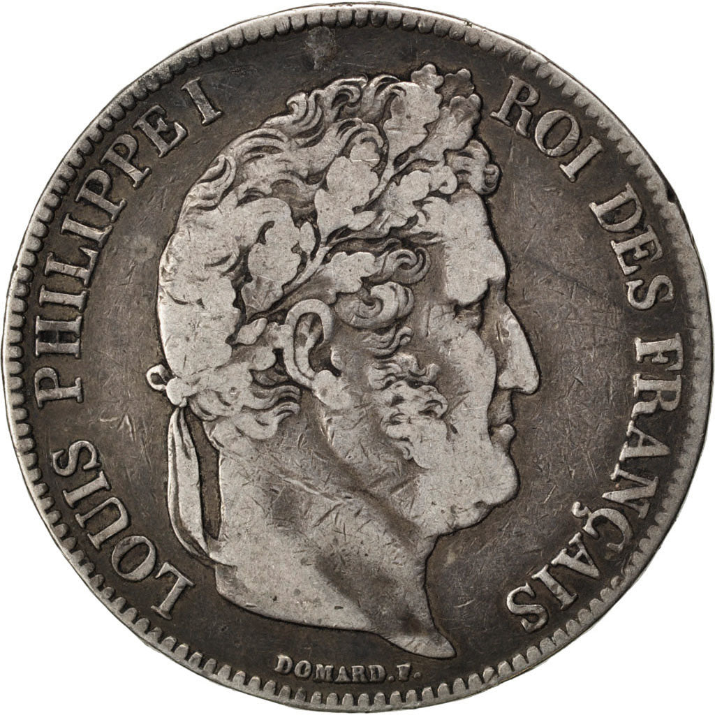FRANCE, Louis-Philippe, 5 Francs, 1837, Rouen, KM #749.2, VF(20-25), Silver,...