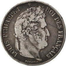 FRANCE, Louis-Philippe, 5 Francs, 1837, Rouen, KM #749.2, VF(20-25), Silver,...