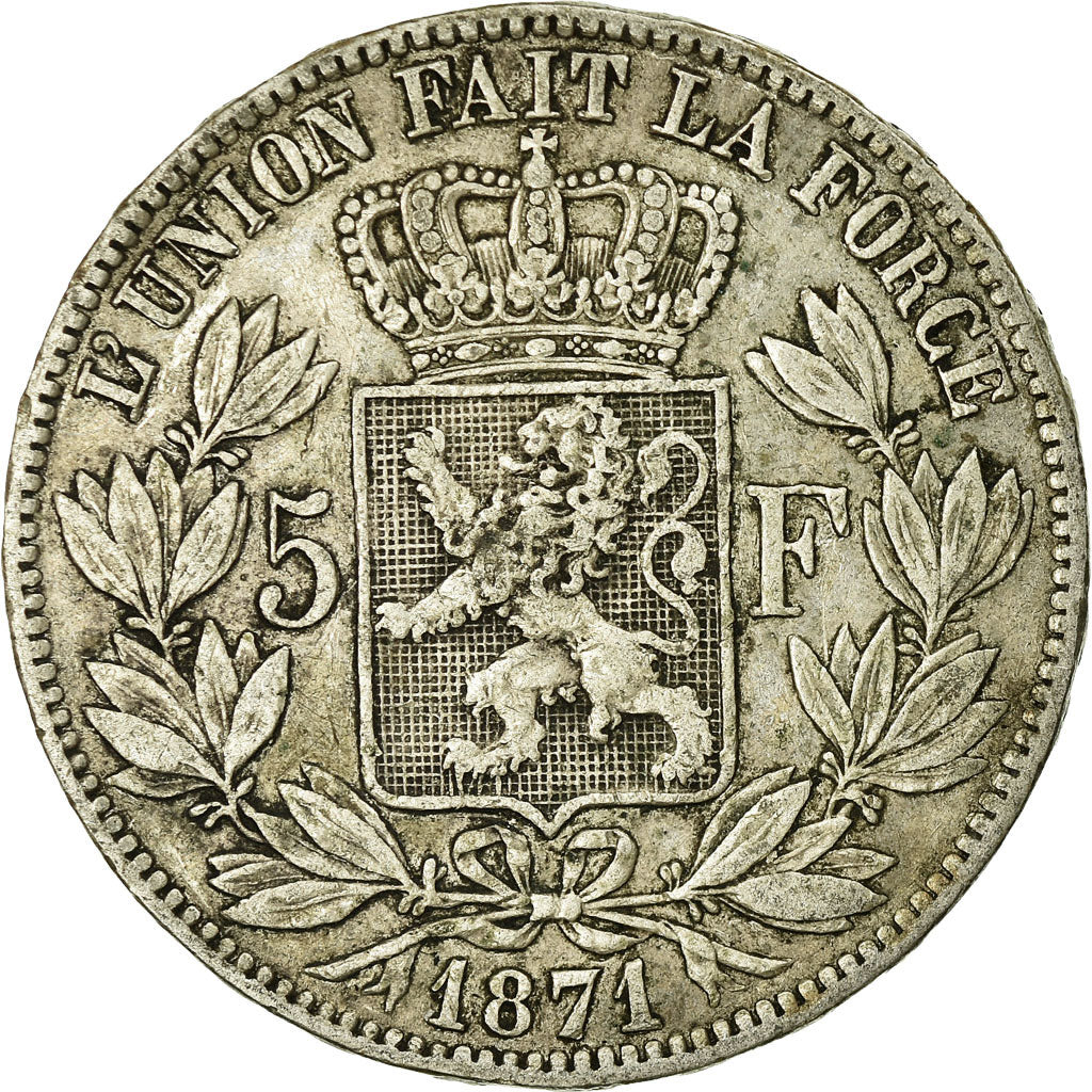 Monnaie, Belgique, Leopold II, 5 Francs, 5 Frank, 1871, TB, Argent, KM:24