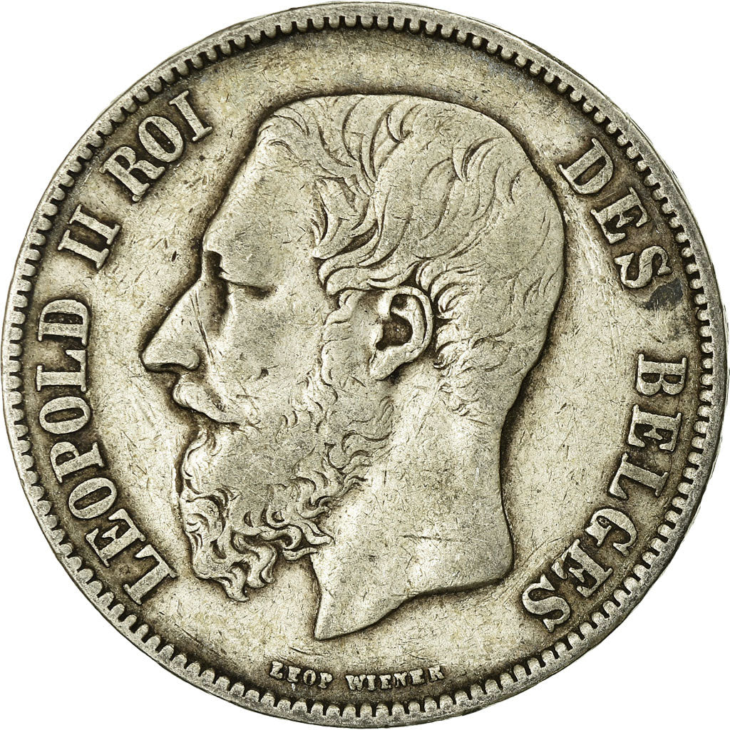 Coin, Belgium, Leopold II, 5 Francs, 5 Frank, 1871, VF(20-25), Silver, KM:24