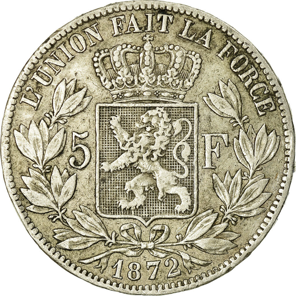 Coin, Belgium, Leopold II, 5 Francs, 5 Frank, 1872, EF(40-45), Silver, KM:24