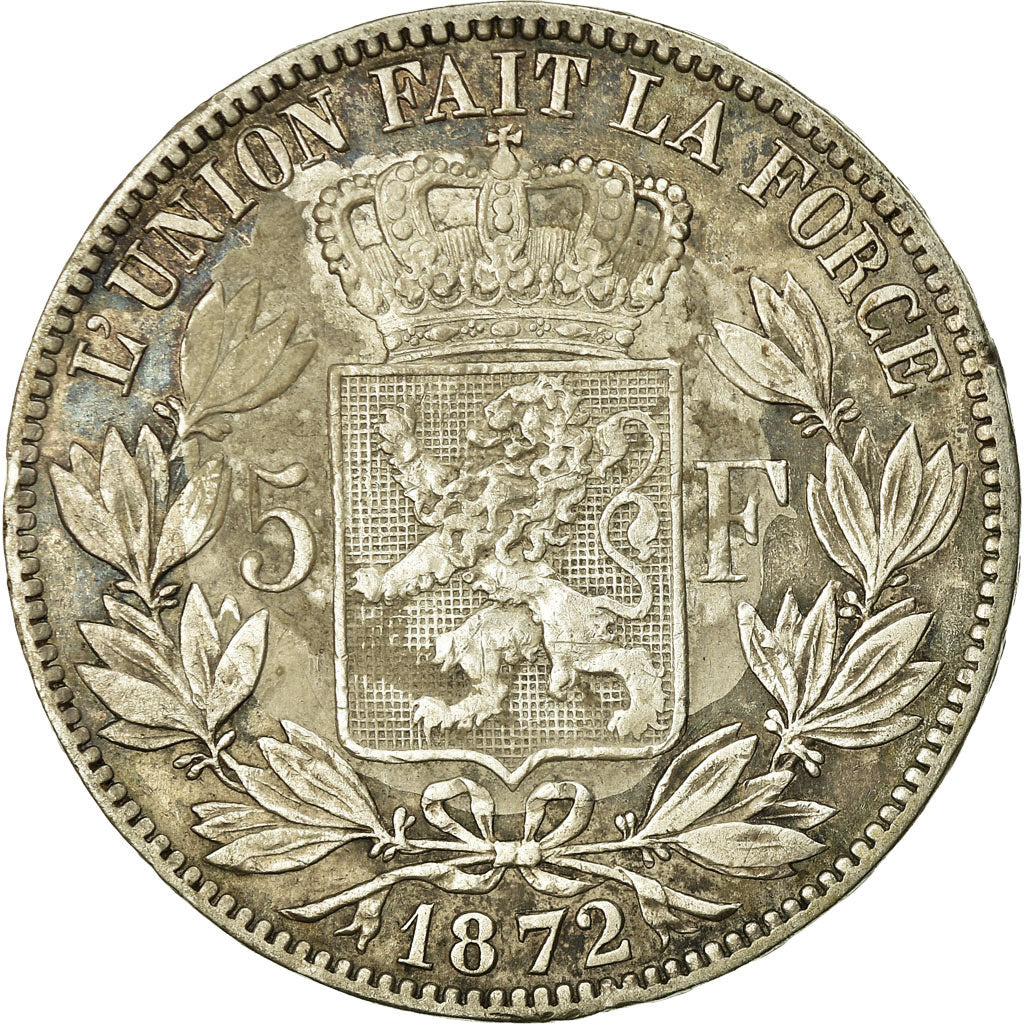 Coin, Belgium, Leopold II, 5 Francs, 5 Frank, 1872, EF(40-45), Silver, KM:24