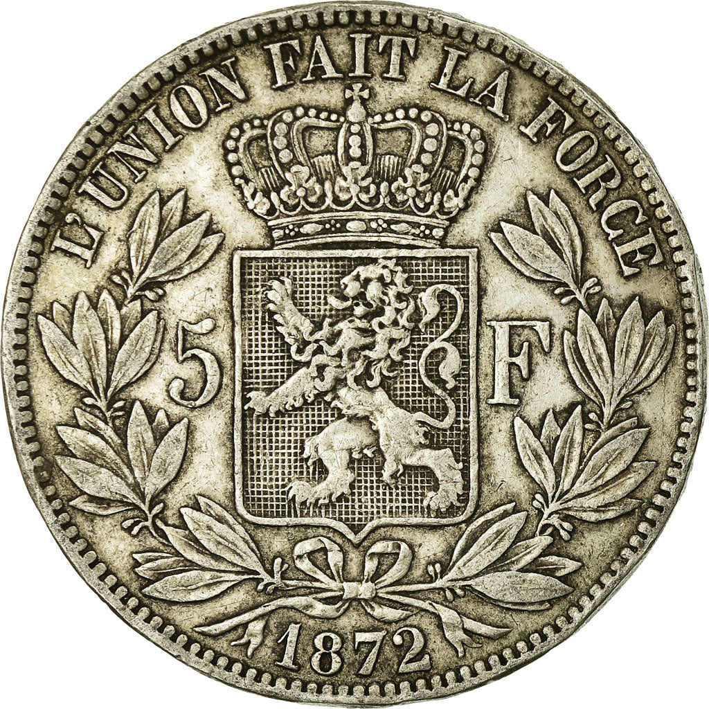 Coin, Belgium, Leopold II, 5 Francs, 5 Frank, 1872, EF(40-45), Silver, KM:24