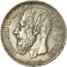 Coin, Belgium, Leopold II, 5 Francs, 5 Frank, 1872, EF(40-45), Silver, KM:24