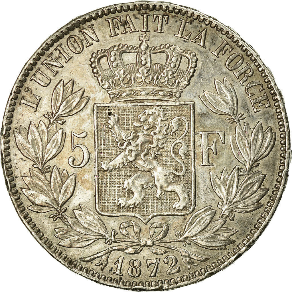 Coin, Belgium, Leopold II, 5 Francs, 5 Frank, 1872, EF(40-45), Silver, KM:24