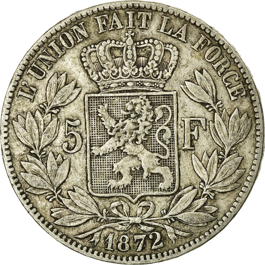 Coin, Belgium, Leopold II, 5 Francs, 5 Frank, 1872, VF(20-25), Silver, KM:24
