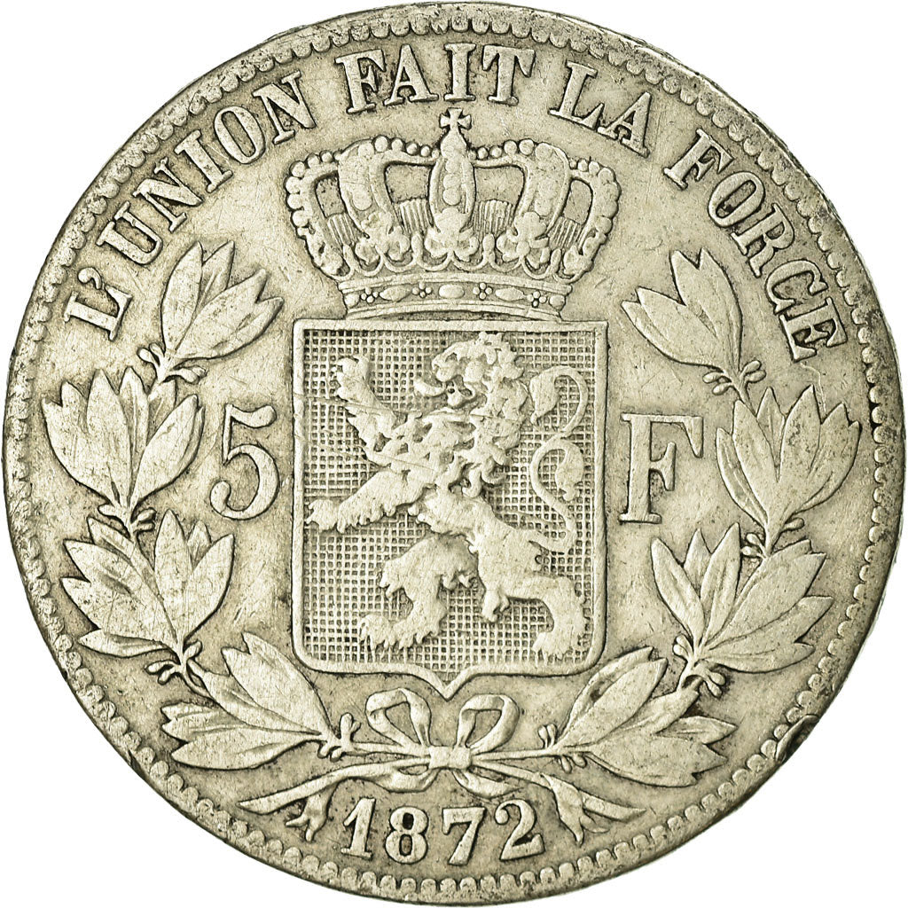 Coin, Belgium, Leopold II, 5 Francs, 5 Frank, 1872, VF(20-25), Silver, KM:24
